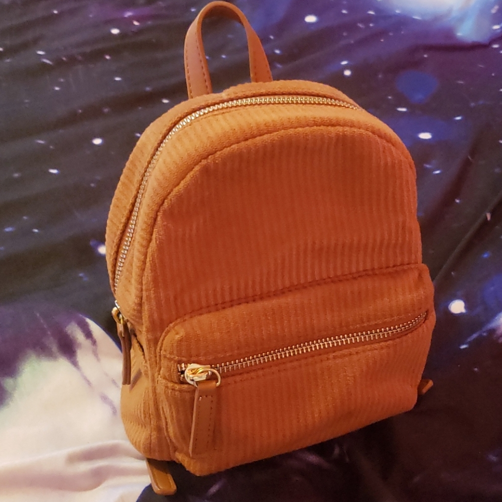 Mini Backpack Purse (Brown Corduroy)